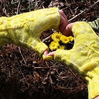 Brimstone Butterfly Fingerless Mitts