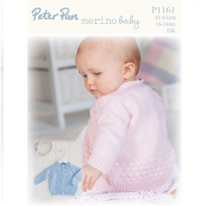 Textured Cardigan in Peter Pan Merino Baby DK _ P1161