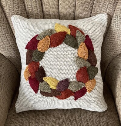 Autumn leaves pillow, garland and wreath