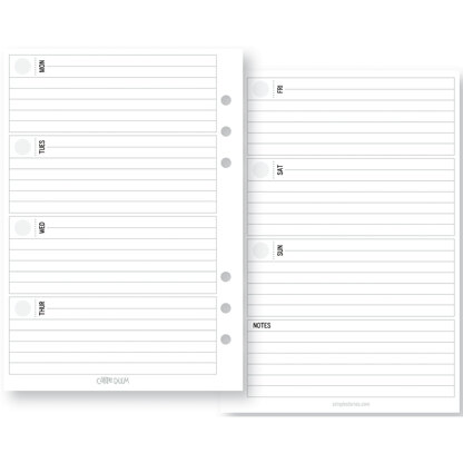 Carpe Diem Planner Essentials Double-Sided A5 Inserts 72/Pkg - Weekly Horizontal