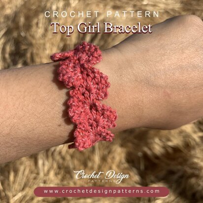 Top Girl Bracelet Crochet Pdf Pattern - Boho Cuff