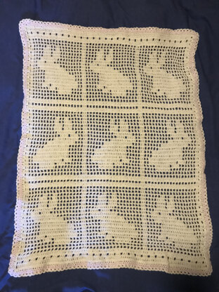 Filet Crochet Bunnies Baby Blanket