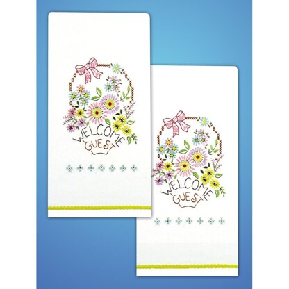 Tobin Stamped For Embroidery Kitchen Towels - Welcome Guest - 17in x 30in