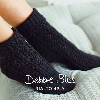 Cable & Diamond Lace Socks - Knitting Pattern for Women in Debbie Bliss Rialto 4 ply