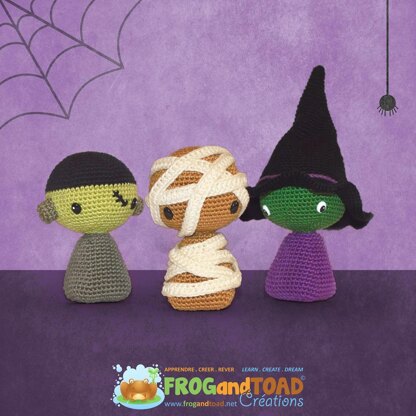 Halloween Witch Mummy Frankenstein Monster Amigurumi Crochet - FROGandTOAD Créations