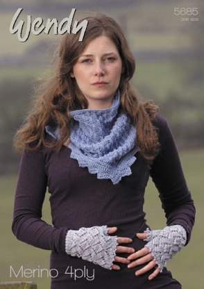 Scarf and Gloves in Wendy Merino 4 Ply - 5685
