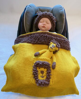 Lion Baby Car Seat Blanket Hat & Toy
