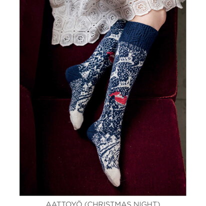 Aattoyö (Christmas Night) Colourwork Socks in Novita - 0070011 - Downloadable PDF