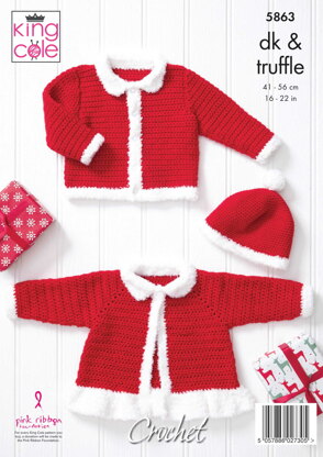 Christmas Jackets & Hat Crocheted in King Cole Cherished DK and Truffle - 5863 - Downloadable PDF