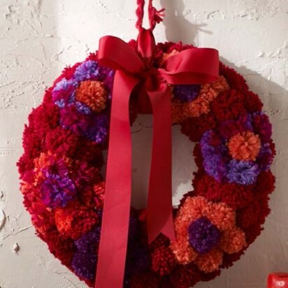 Mums in Fall Wreath in Red Heart Super Saver Economy Solids - LW3661