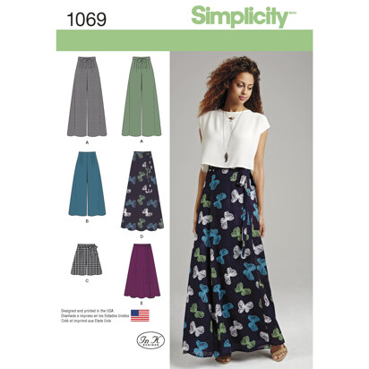 Simplicity Women's Wide Leg Trousers or Shorts & Skirts in 2 Lengths 1069 - Sewing Pattern