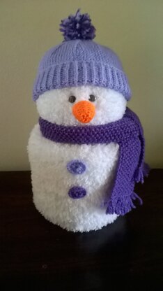 hand knitted snowman toilet roll cover