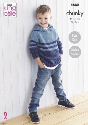 Sweater and Hooded Knitted in King Cole Subtle Drifter Chunky - 5680 - Downloadable PDF