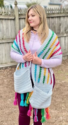 Rainbow & Storm Pocket Shawl