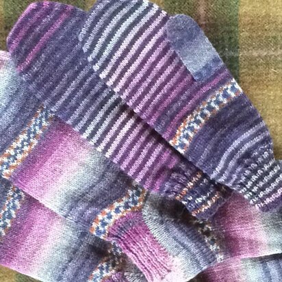 Stripey Sock Wool Ladies mittens