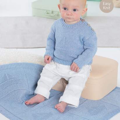 Blanket and Sweater in Sirdar Snuggly Baby Bamboo DK - 1326 - Downloadable PDF
