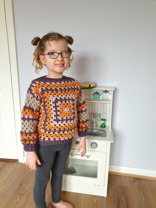 Kids Scrapbusting Granny Square Jumper