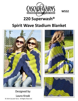 Spirit Wave Stadium Blanket in Cascade Yarns 220 Superwash® - W552 - Free PDF