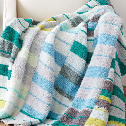 Stacking Stripes Knit Blanket in Bernat Blanket Breezy - Downloadable PDF