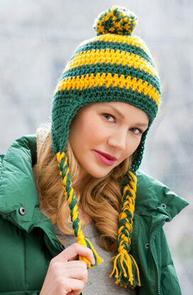 Team Cheers Earflap in Red Heart Team Spirit - LW3558 - Downloadable PDF