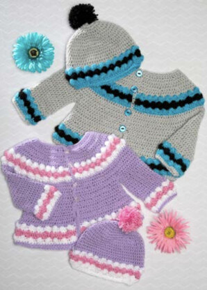 Crochet Cardigan and Cap Set in Premier Yarns Anti-Pilling Everyday Baby - Downloadable PDF