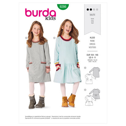 Burda Style Babies' Dress – Shirtdress– with band finishing B9286 - Paper Pattern, Size 1M - 3