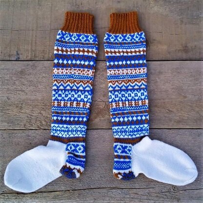 Fair isle knee high socks