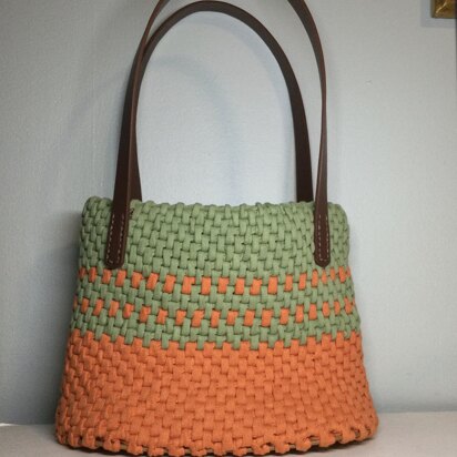 Two Color Flat Stitch Tote Bag