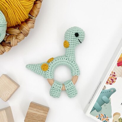 Dinosaur Brontosaurus baby rattle toy crochet pattern amigurumi