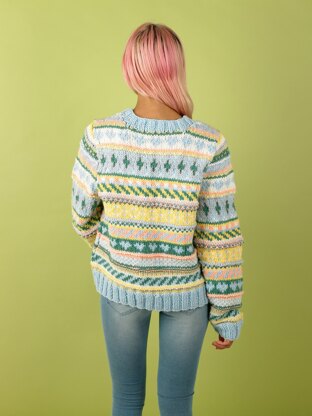 Paintbox Yarns Fizzy Fairisle Sweater for Grown Ups PDF (Free)