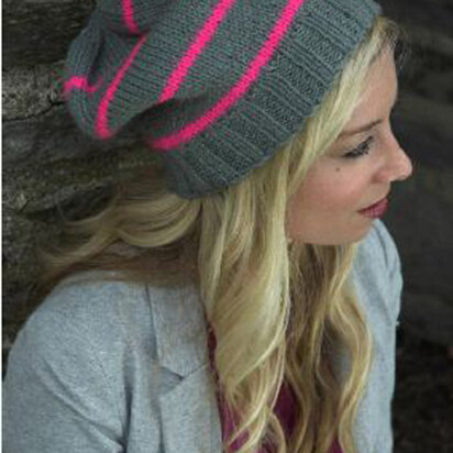 Neon Striped Hat in Plymouth Encore Worsted - F522