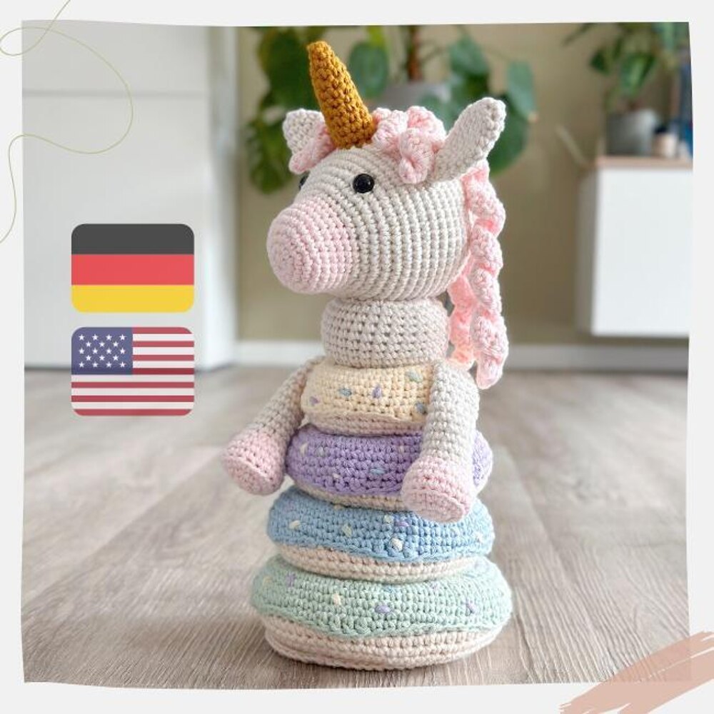 Stapelturm Einhorn / Stacking Toy Unicorn Crochet pattern by AO design