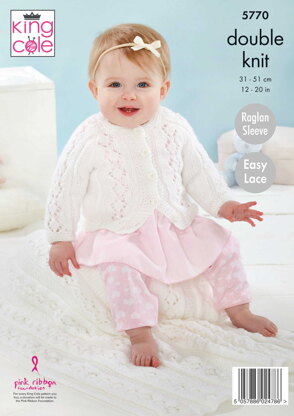 Cardigan, Matinee Jacket, Hat and Blanket Knitted in King Cole Baby Safe DK - 5770 - Downloadable PDF