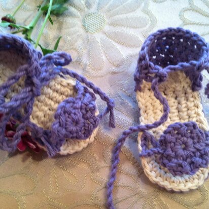 Purple Flower Tie Sandals