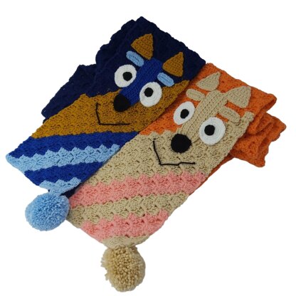 Blue and Orange Dogs Scarf C2C