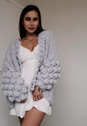 Grey bubble sleeve clearance cardigan