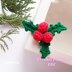 Holly berry ornament crochet pattern, crochet Christmas appliquie, Holly leaf Christmas home decoration crochet, DIY Xmas decor