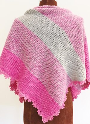 Pink and Grey Striped Shawl