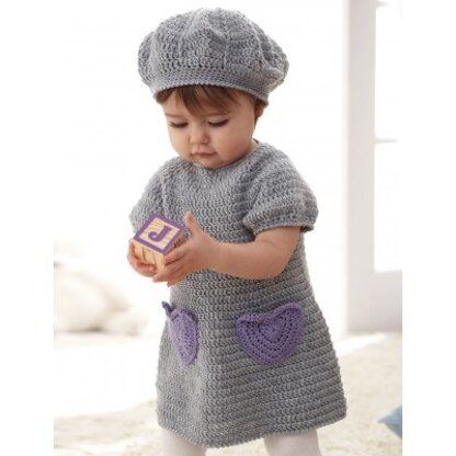 I Heart My Dress and Beret in Patons Beehive Baby Sport - Downloadable PDF