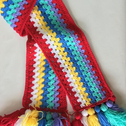 Granny Stripe Tassel Scarf