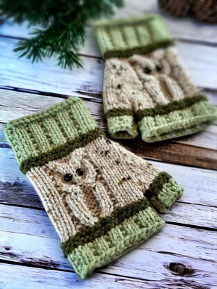 Owl Fingerless Gloves