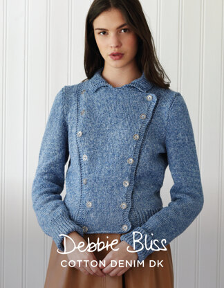 "Aurora Jacket" - Jacket Knitting Pattern For Women in Debbie Bliss Cotton Denim DK - DBS045