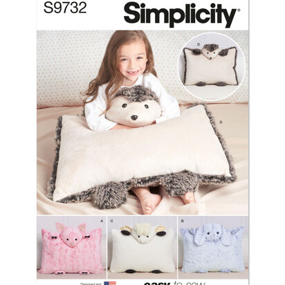 Simplicity Plush Animal Pillow Cases S9732 - Sewing Pattern