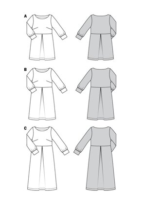 Burda Style Misses' Dress with Scoop Neckline and Sleeve Bands B5975 - Sewing Pattern