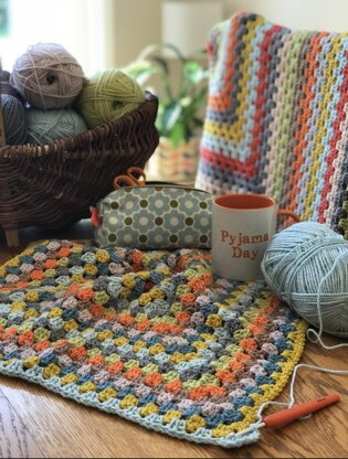 Mustard Granny Square Blanket Crochet pattern by Eight by Six