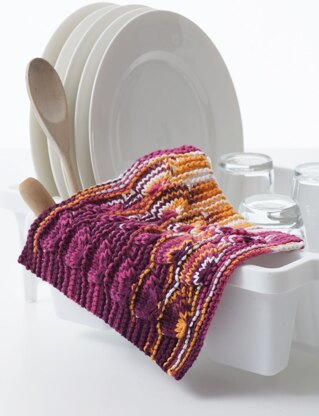 Peace & Love Knit Dishcloth in Bernat Handicrafter Cotton Prints