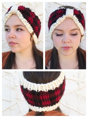 Plaid Bow Ear Warmer