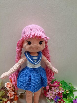 Vivian Doll, Crochet doll pattern, Amigurumi doll