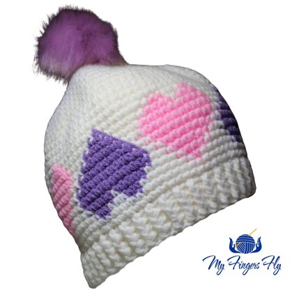 Topsy Turvy Hearts Beanie