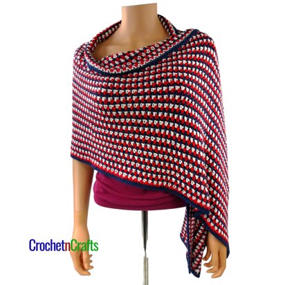 Red, White and Blue Crocheted Shawl Pattern